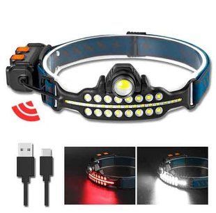 Ліхтар налобний BL-W690-LTS+SMD, Motion Sensor, Li-Ion акум., zoom, ЗП Type-C 690 фото