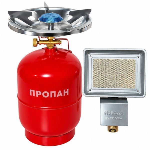 Газовый обогреватель Nurgaz-309 + Баллон 12 литров с конфоркой 1710268674 фото