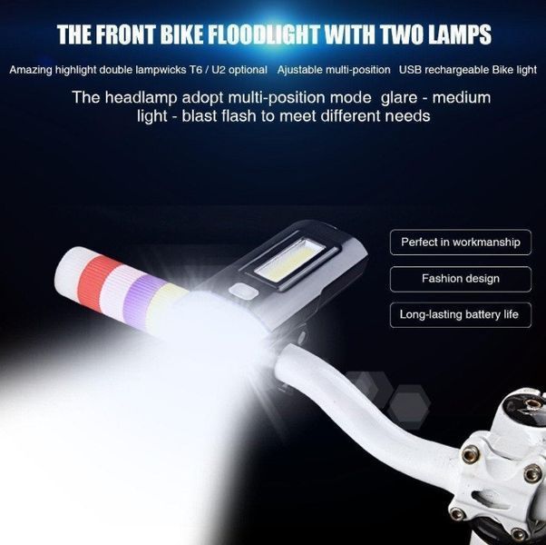 Велофара UltraFire Light M48A (2 аккумулятора, зарядка от USB, Функция Power Bank) M48A фото