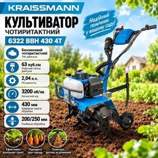 Четырехтактный культиватор KRAISSMANN 6322 BBH 430 4T 6322 BBH 430 4T фото