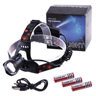 Ліхтар налобний XQ-219-HP50, ЗП micro USB, 3x18650, power bank, signal light 219 фото