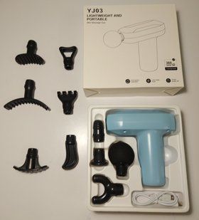 Масажер ударний GT Fascial Gun YJ03 (20 швидкостей, 10 насадок, 3 години роботи від акумулятора) 1990056067 фото