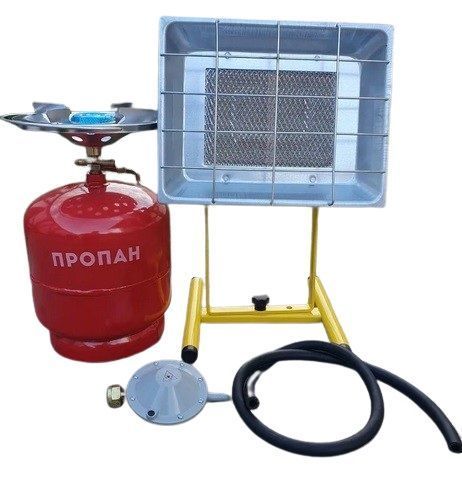 Комплект газовый баллон 8 литров + инфракрасный газовый обогреватель + редуктор + шланг SB650 фото