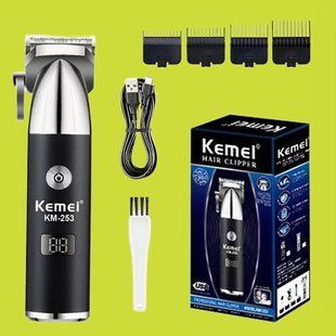 Машинка для стрижки Kemei KM-253 (Потужність 3Вт, Насадки, USB заряджання, Дисплей) 253 фото