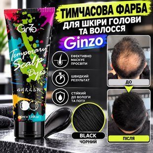 Тимчасова фарба Ginzo для шкіри голови та волосся black (чорний) Ginzo black фото