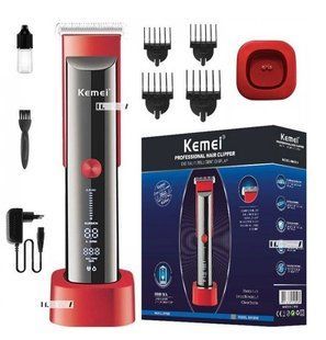 Машинка для стрижки волосся Kemei KM-5016 (акумуляторна, професійна, 4 насадки, LCD дисплей) 5016 фото