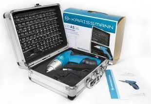 Акумуляторна викрутка KRAISSMANN 600 AS 3.6 (алюмінієвий кейс із набором насадок) Німеччина 600/3.6 фото