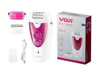 Епілятор VGR V-722 PINK (акумуляторний, 2 швидкості, 32 пінцети, з насадками) 722 фото