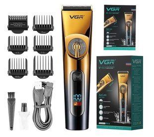 Машинка для стрижки VGR V-663 (змінні насадки, дисплей, USB зарядка, Li-ion АКБ) 663 фото