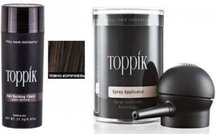 Загусник для волосся Toppik (Dark Brown) Темно-коричневий + Насадка-розпилювач Toppik 1818974226 фото