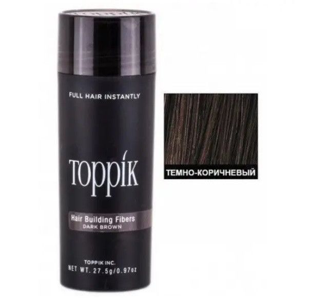 Загусник для волосся Toppik (Dark Brown) Темно-коричневий + Насадка-розпилювач Toppik 1818974226 фото