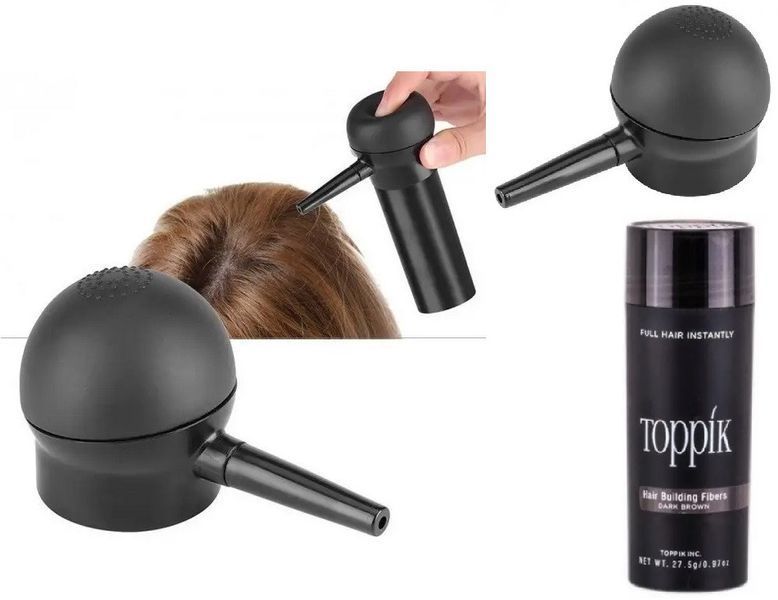 Загусник для волосся Toppik (Dark Brown) Темно-коричневий + Насадка-розпилювач Toppik 1818974226 фото