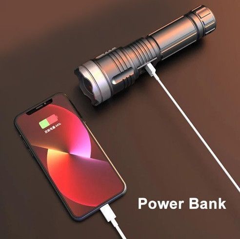 Фонарь PLD-008 (белый светодиод PM10-TG, Li-Ion аккум., power bank, индикация заряда, ЗУ Type-C, zoom) 8 фото