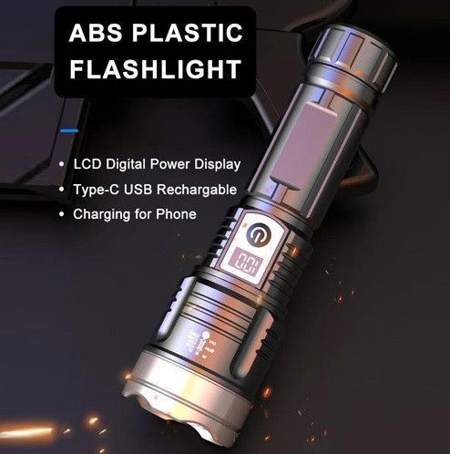 Фонарь PLD-008 (белый светодиод PM10-TG, Li-Ion аккум., power bank, индикация заряда, ЗУ Type-C, zoom) 8 фото