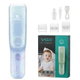 Машинка для стрижки дітей VGR Baby V-155 blue, 3 насадки, бездротова, IPX7 155 фото